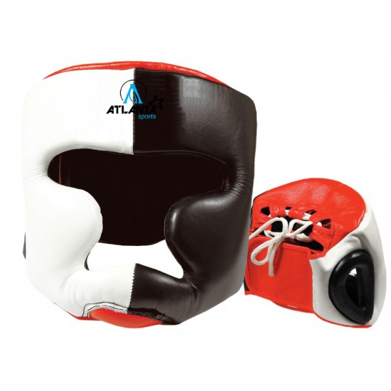 Professional Head Guards High Quality Leather White/Black/Red